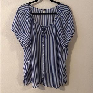 Old Navy Shear blue and white blouse